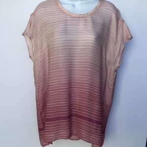 VINCE women’s pink ombré striped silk blouse